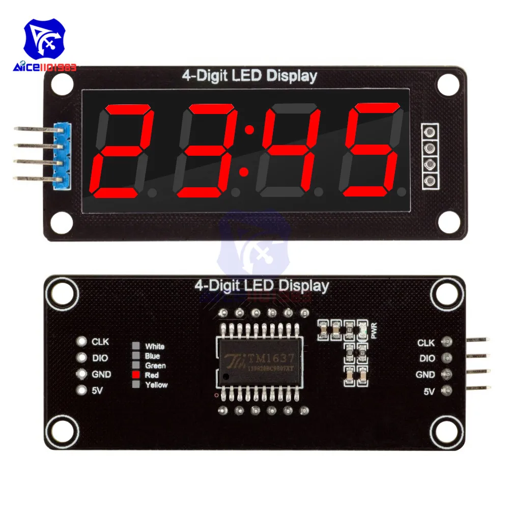TM1637 0,56" 4-Bit LED-Digitalröhrenanzeige 7 Segmente Gelb/Weiß/Rot/Grün/Blau Uhrmodul 30x14mm für Arduino – Detail 8