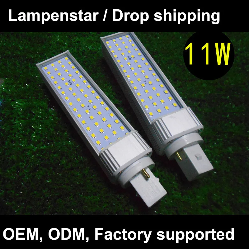 led pl 2 pin g24 led Light 11W 60LED2835 SMD Horizontal Plug in Lights lamp, AC 85V-265V 110V 220V 230V 240V ce rohs 12pcs / lot