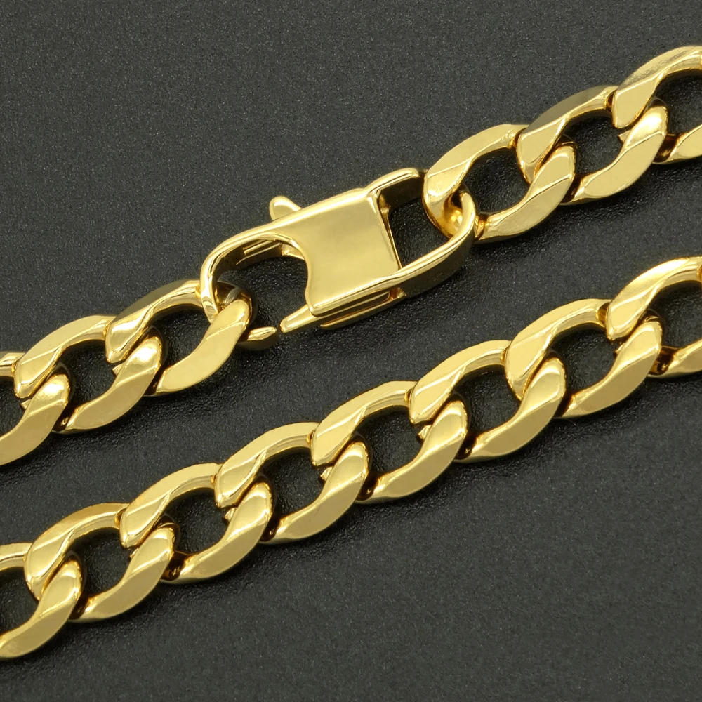 100% Stainless Steel Bracelet 6/8/12 mm 8 Inches Curb Cuban Chain Gold Color Bracelets for Men Women Free Shipping Factory Offer image 3