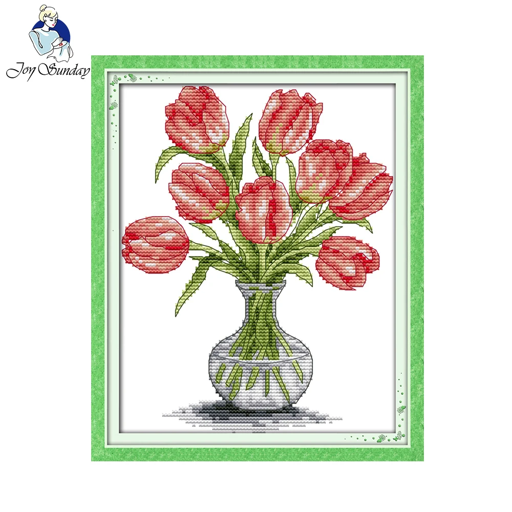 Embroidery Design Patterns Flowers - طقم تطريز بتصميم مزهرية زهور التوليب