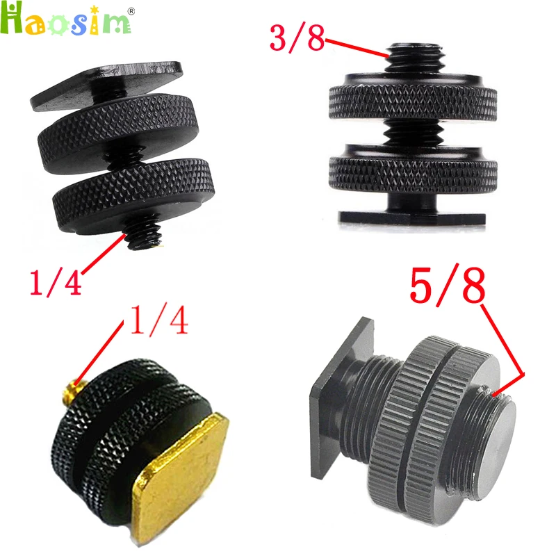 1/4"  3/8"  5/8"inch Tripod Mount Screw with Double Layer to Flash Hot Shoe Adapter Holder Mount Photo Studio Accessories