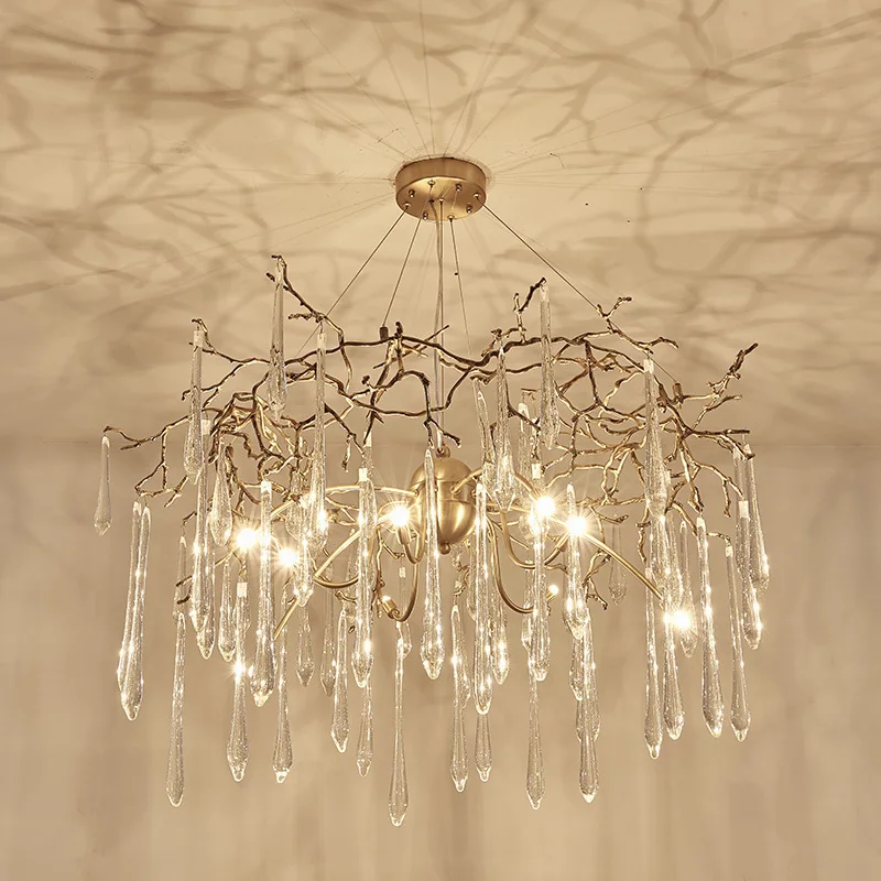 art Salon  lustres de cristal modern Branch pendant Lamp for Living Room G9 led Lights Europe Hanging Crystal Led pendant lights