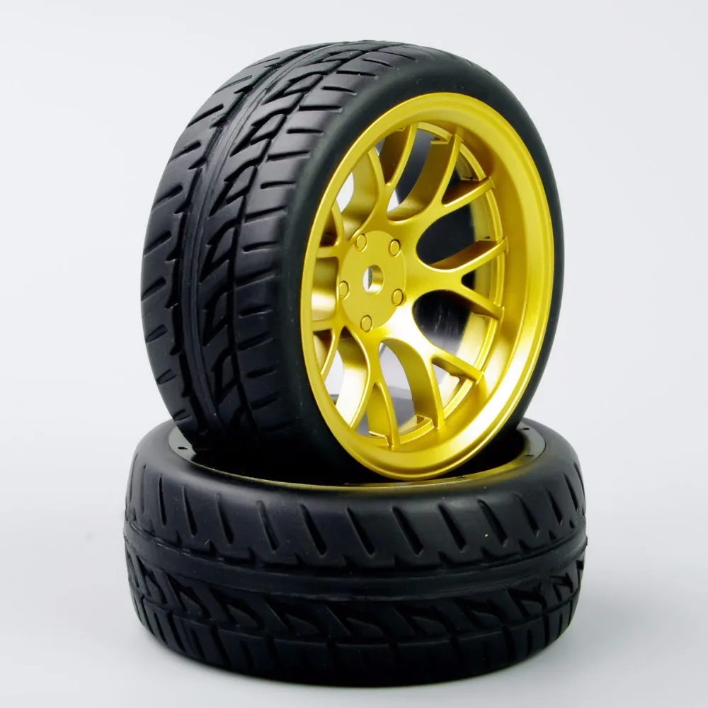 DHG+PP0150 4Pcs/Set 1:10 Scale Tires and Wheel Rims with 12mm Hex fit On-Road RC Car Accessories