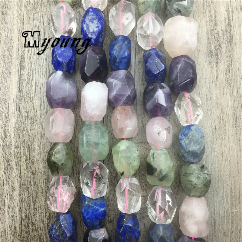 Faceted Nature Stone Drilled Beads,Crystal Quartz Nugget Beads For DIY Jewelry Making MY1564