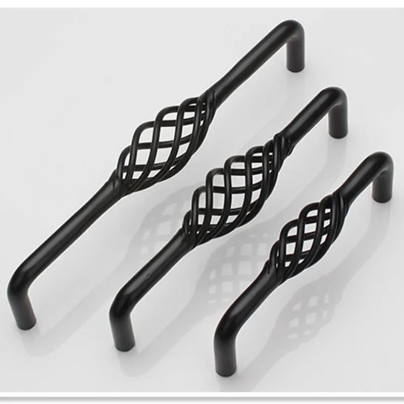 Hollow out Cage black furniture handle Cupboard Dresser cabinet drawer Pull birdcage handle Single Knob / Hole CC 96/128/160mm