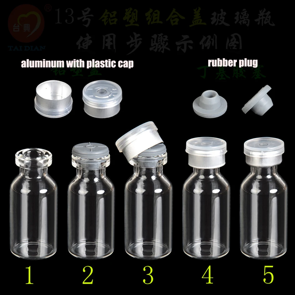 50set/lot 4ml 5ml 6ml 8ml 10ml 12ml 15ml 20ml Injection vials small glass medicine bottles Experimental With Flip Off Cap