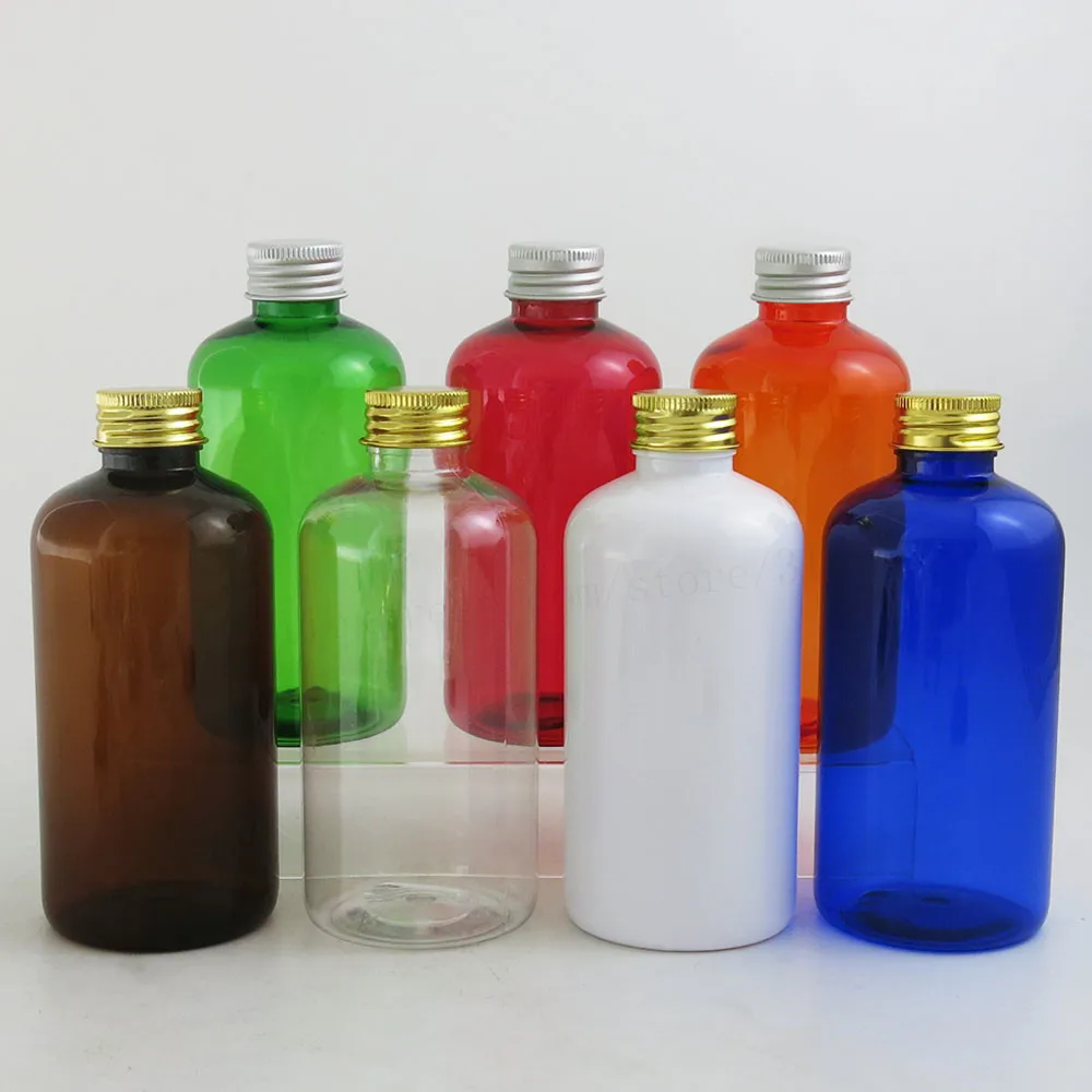 24 x 220ml Amber White Blue Green Red Orange Clear Large Lotions Cream Plastic Cosmetic Bottle with Aluminum lid Hole Seal