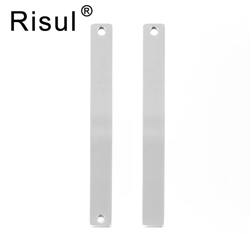 Risul stainless steel 50x5.5mm Women Blank Bar Pendant Necklace mantra Bar both sides mirror polish Pendants wholesale 50pcs