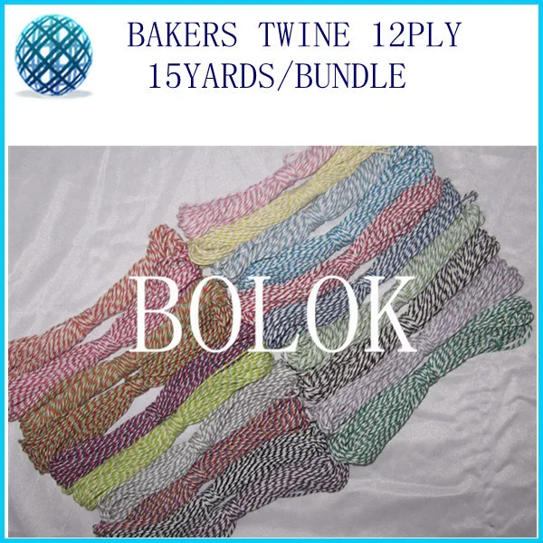 free shipping 12pcs/lot baker twine 12ply 15yards/bundle divine twine used in wrapping tag, gift cards 42 color wholesales