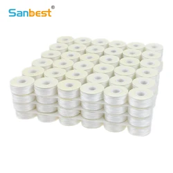 Sanbest Prewound Bobbins Threads 70D/2 High Tenacity Polyester 75D/2 Size L 144pcs/Box White Black Machine Bobbin Thread TH00017