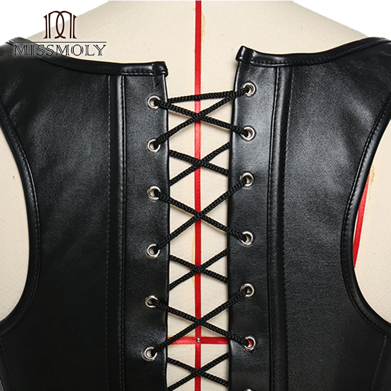 Miss Moly Steampunk Corsets sexy Gothic corset 10 Steel Bones Bustier plus size Leather Women Corselet Bodyshaper Overbust Tops