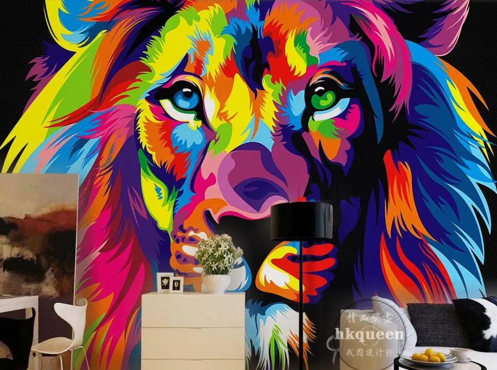 

Custom children wallpaper,Painted Lion,3D cartoon mural for living room bedroom children's room backdrop PVC papel de parede