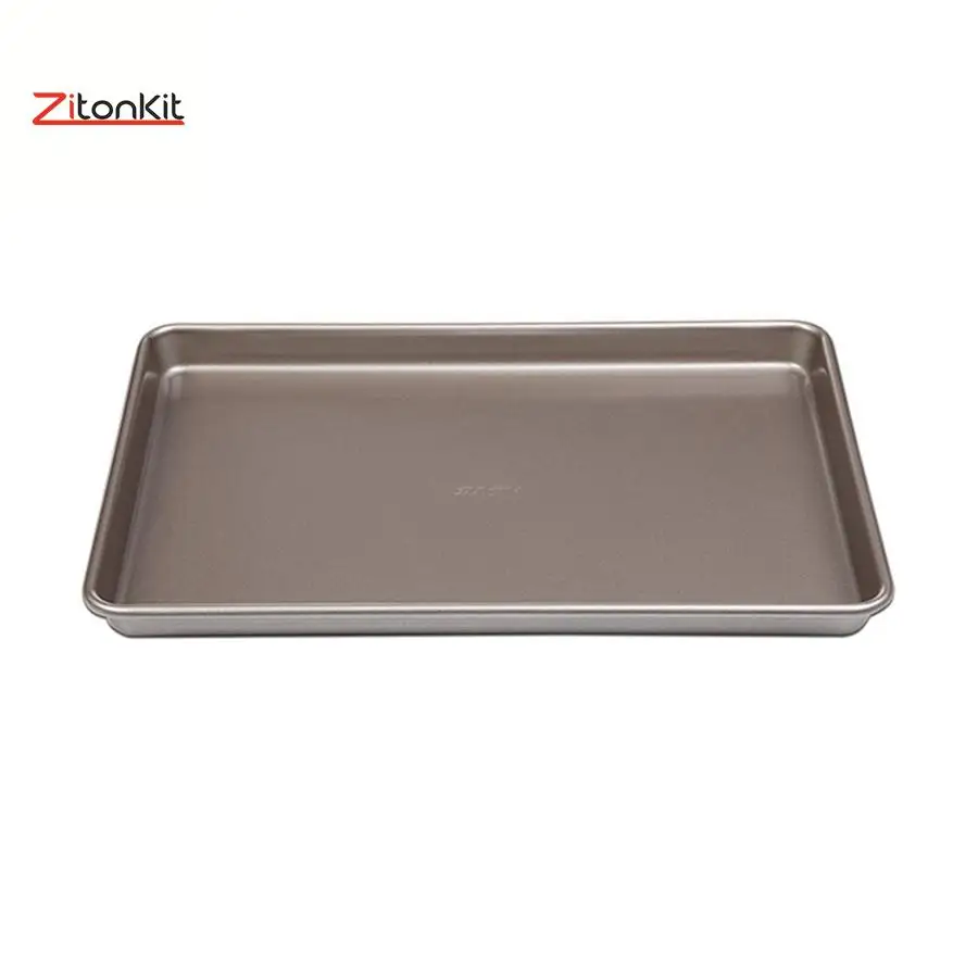 

13" Baking Tray Rectangle Flat Dish Bread Cake Pan Oven Safe Nonstick Coating Carbon Steel Mold Kitchen Tool DIY Champagne Gold