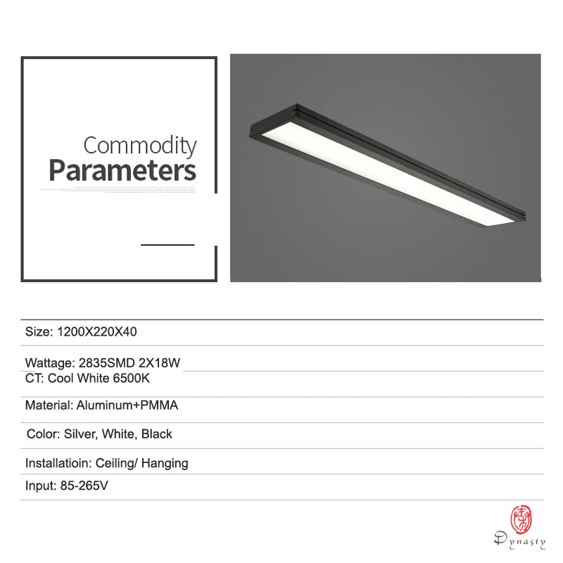 Dynasty Office LED Light Modern Linear Pendant Lamp Hanging Bar Droplight For Conference Room Study Home Decorative Fixture