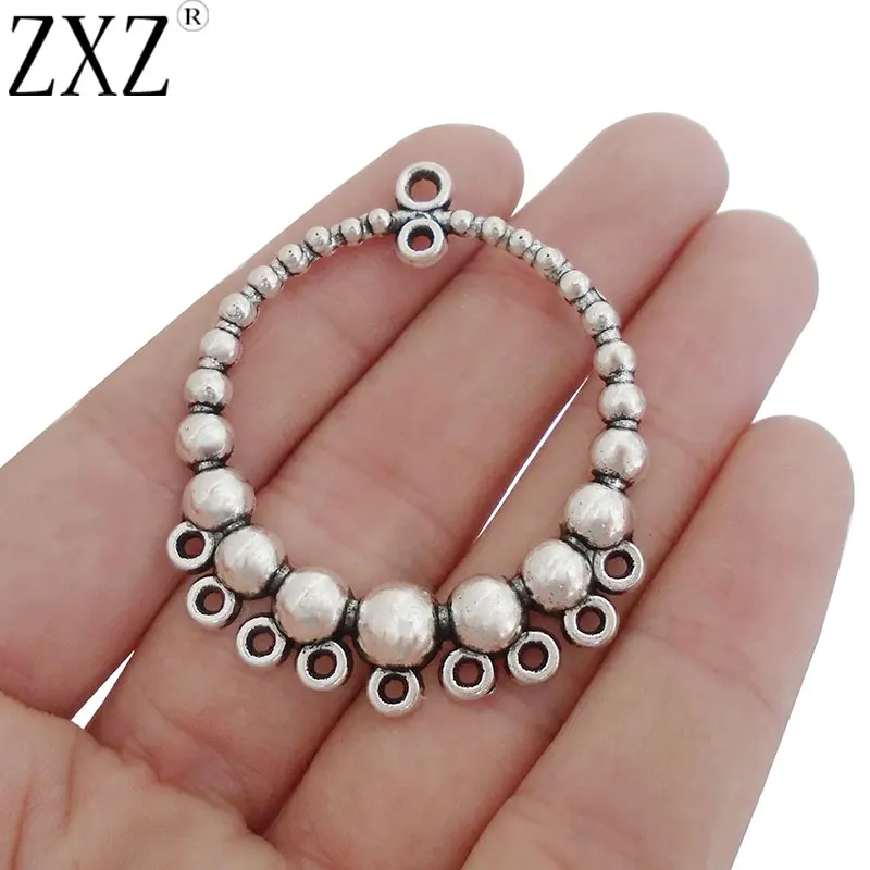 

ZXZ 10pcs Multiple Beads Open Round Circle Charms Pendants Connectors For Earring Jewelry Making Findings 48x39mm