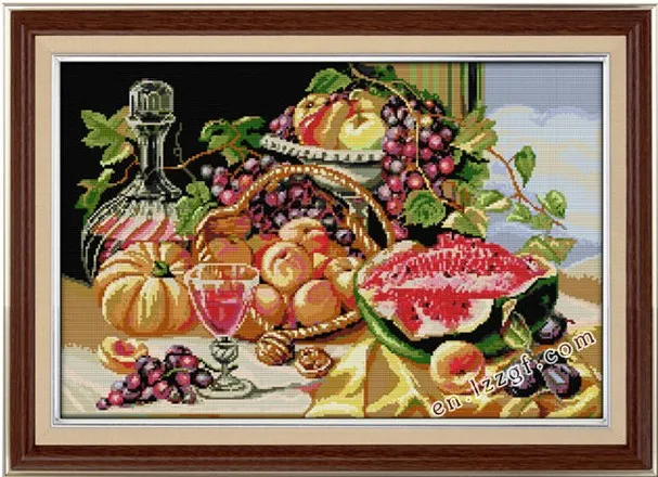 Abundant fruits cross stitch kit flower still life counted fabric 14ct 11ct hand embroidery DIY handmade needlework supplies bag