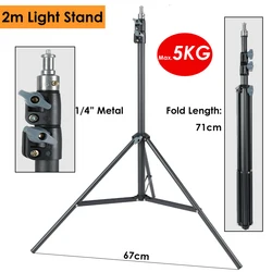 Heavy Duty Metal 2m Light Stand Max Load 5KG Tripod for Photo Studio Softbox Video Flash Reflector Lighting Background Stand