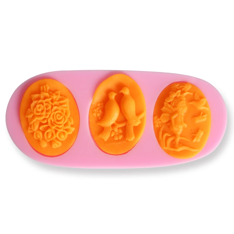 1pc wedding rose and Magpie Silicone cake mold  Creative Mini Soap Mold  fondant cake decorating tools