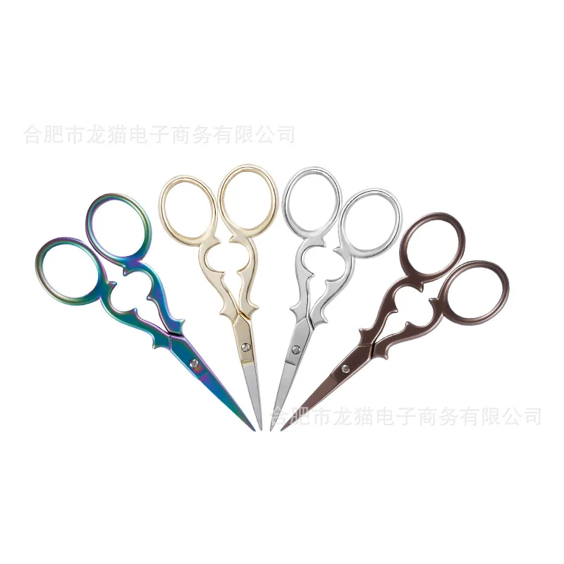 50pcs lot Cucurbit scissors for eyebrow trimming and Cosmetology Europe style vintage scisssors 4 color option  mini scissors