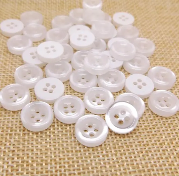 100pcs 9mm/10mm/11mm White color 4holes buttons shirt buttons apparel supplies sewing accessories