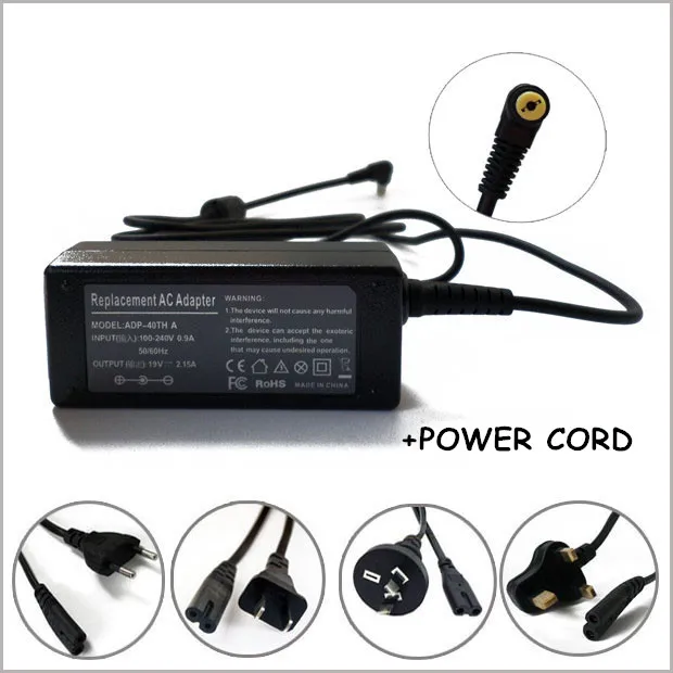 

19V 2.15A 40W AC Adapter Power Charger Cord Laptop Charger Plug For Notebook Acer Aspire One ZA3 ZH6 ZG5 ZG8