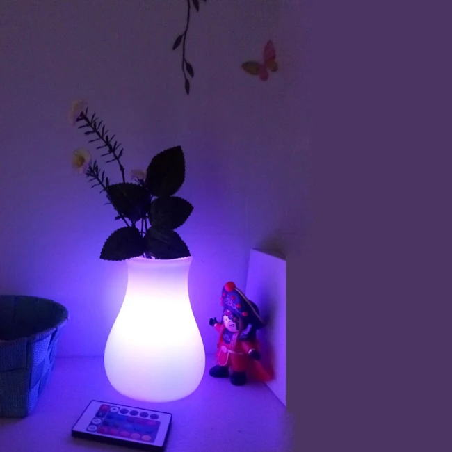 

D7.5*D12*H15cm Glowing Plant Vase 16 Colorful Change LED Flower Planter Pots with Portable Hanging Stainless Steel 20pcs/lot