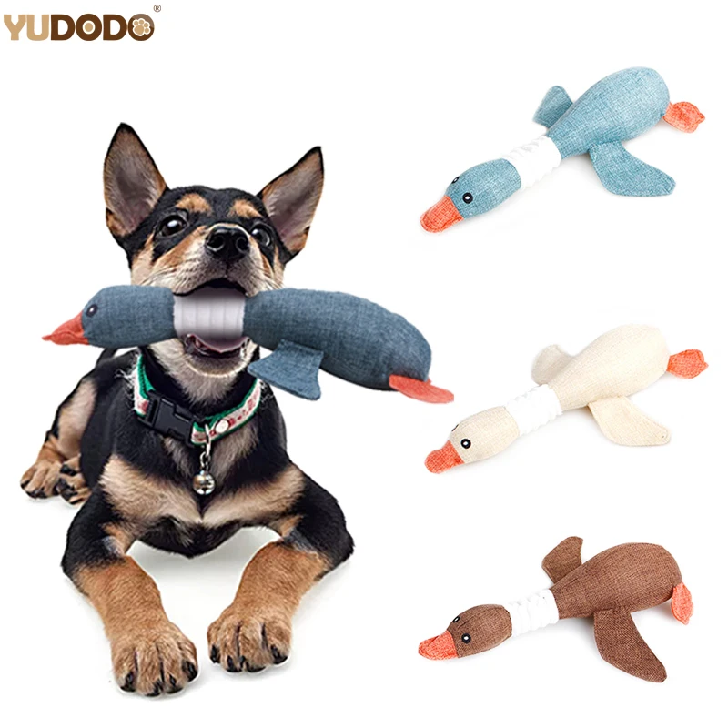 

YUDODO Cartoon Wild Goose Plush Dog Toys Resistance To Bite Squeaky Sound Pet Toy For Cleaning Teeth Puppy Dogs Chew Supplies