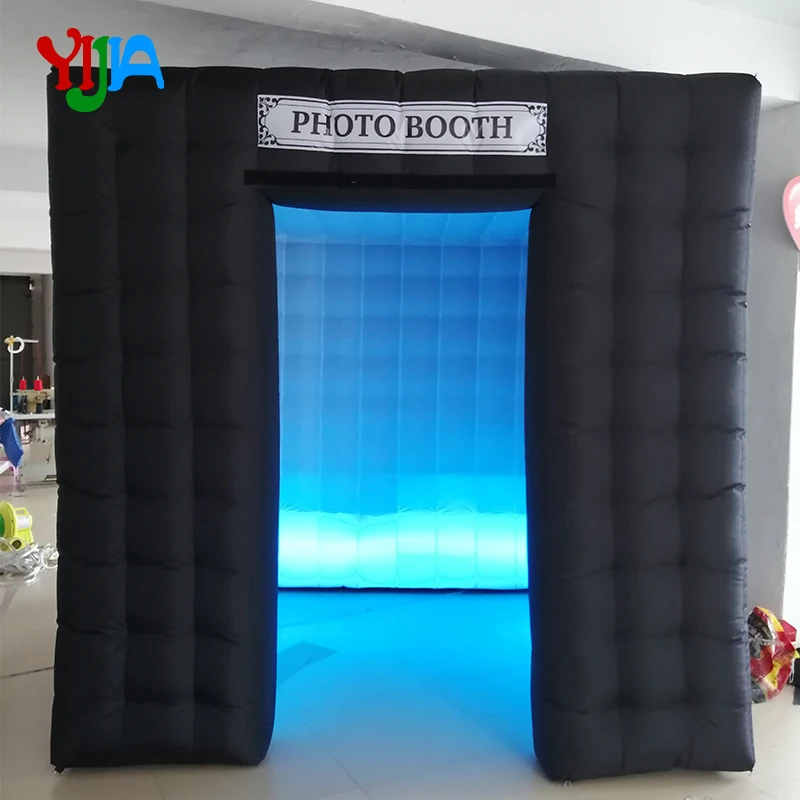 One Door 2.5m Cube Inflatable Photo Booth  Backdrop with LED Strips Lights bottom  For Party ,Wedding  Promotion Events