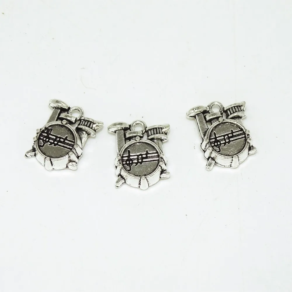 

DIY Jewelry Findings Wholesales, New men Jewelry pendants Fashion Alloy Vintage Drum Charms Musical Instruments Charms 16x14mm