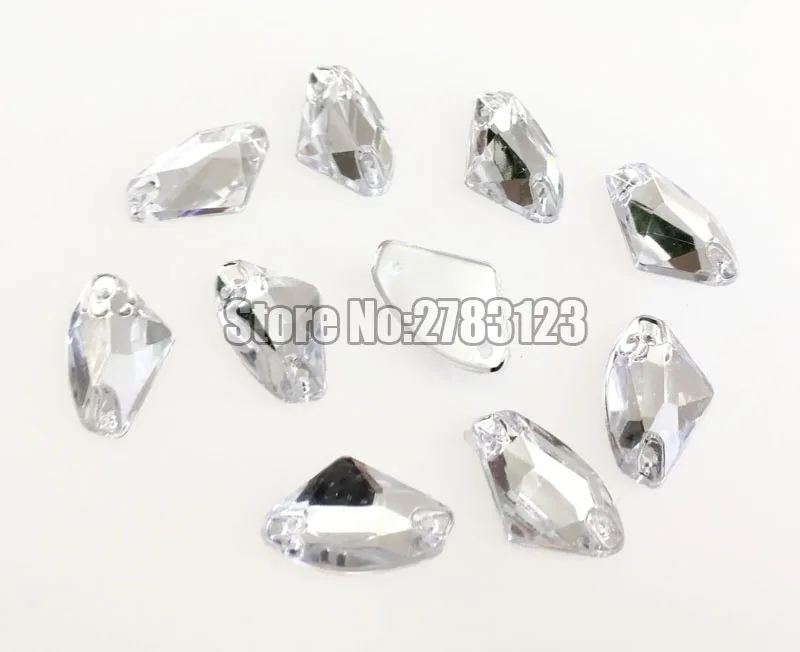 12x18mm 15x24mm 17x27mm 50pcs fan-shaped High quality Acryl sew on rhinestones with two holes,diy/clothing accessories