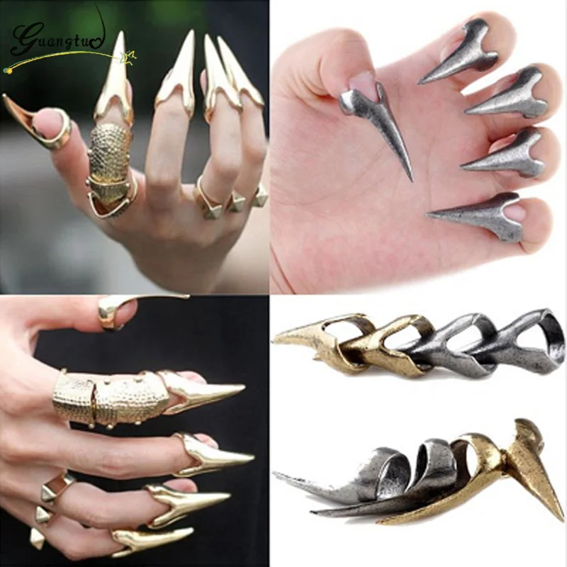 New Fashion Hyperbole Vintage Claw Nail Rings Men Women Jewelry Steampunk Bijoux Anel Anillos Party Ring Punk Style