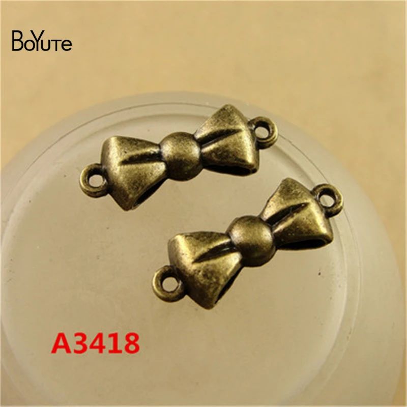 BoYuTe (100 Pieces/Lot) 21*8MM Alloy Antique Bronze Plated Bowknot Charms Jewelry Making Findings Connectors for Diy Handmade