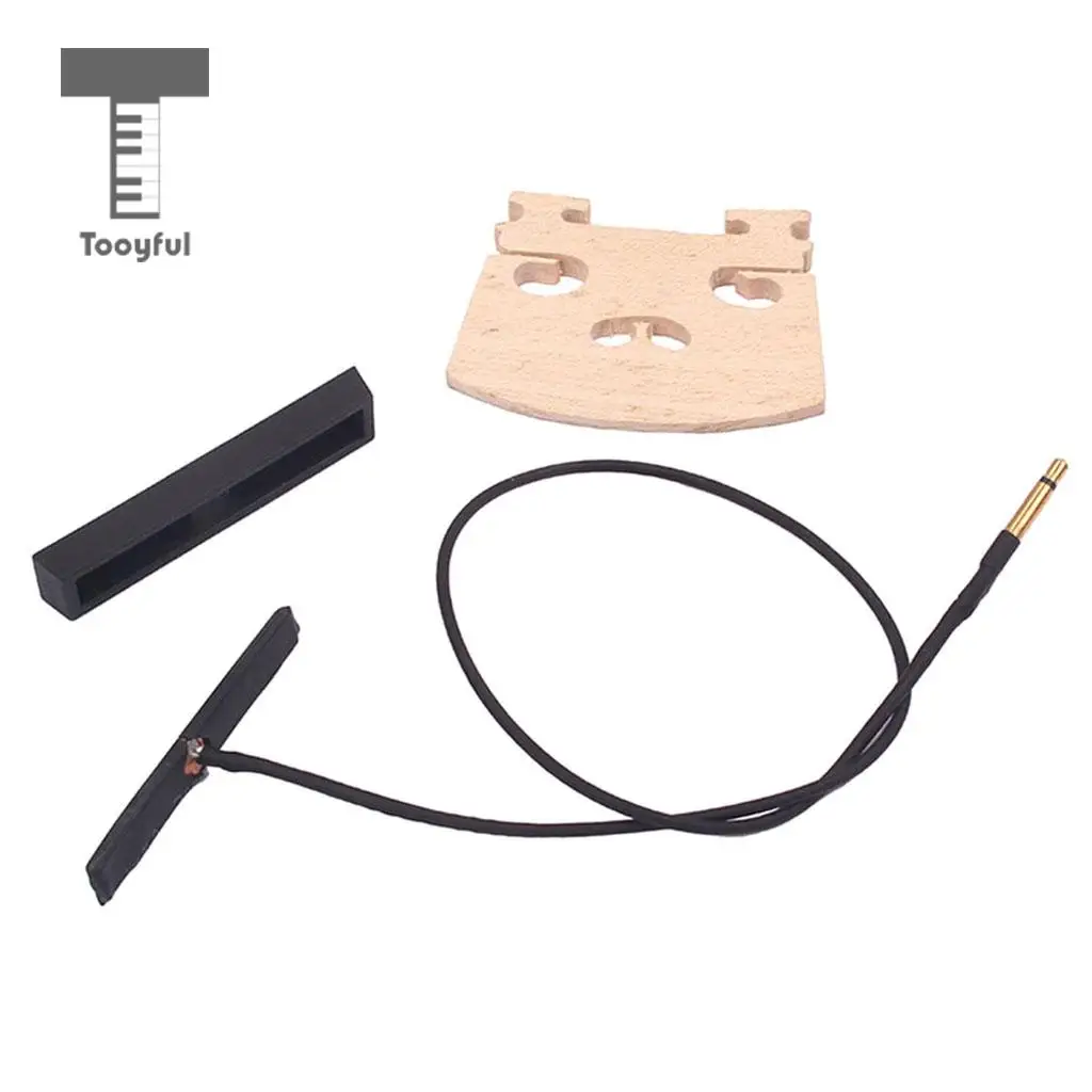 Tooyful Set of Violin Bridge Double Piezo Pickup Base Kit for 4/4 Violin Bass Cello Instrument Parts Accessories Replacement