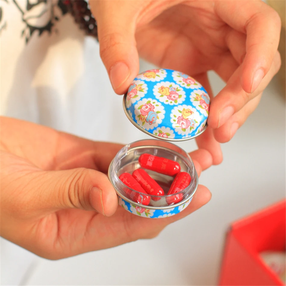 48 Pcs Mini Macaron Small Pill Storage Box Homemade Lipstick Comfrey Ointment Vaseline Tin Box Portable Pill Box Portable Case