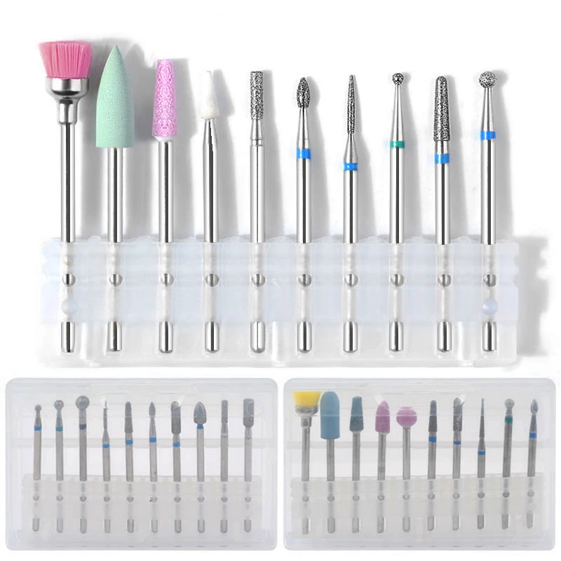 10-teiliges Elektrisches Nagelbohrer-Set, Keramik-Fräser, Rotierende Schleifköpfe, Maniküre-Werkzeuge für Nagelbohrmaschine, AC-Nagelhautpflege – Detail 1