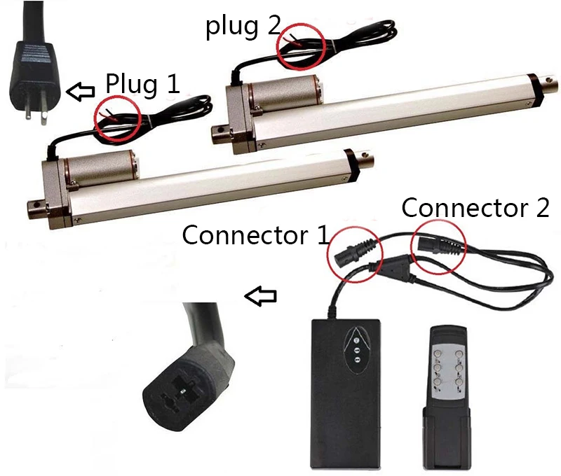 DC brush motor door actuator with 18inch/450mm stroke, 1000N/100kgs load linear actuator with 1 for 2 type wireless controller