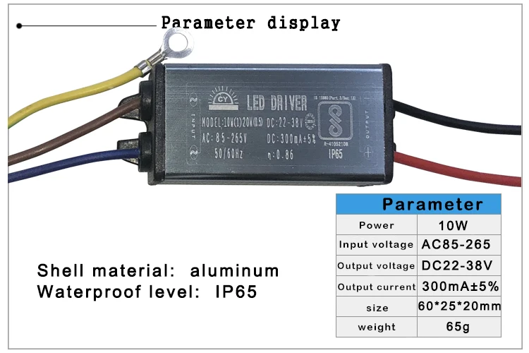 LED Driver 10W 20W 30W 50W 70W Adapter Transformer AC85V-265V to DC22-38V IP65 Power Supply 300mA 600mA 900mA 1500mA 2100mA