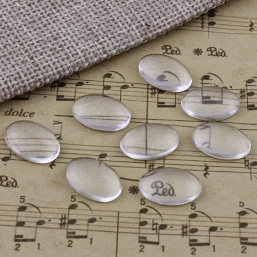 10x14mm Thickness:4mm Oval Flat Back Clear Glass Cabochon Dome Cameo Jewelry Finding 30pcs/lot (K02910)