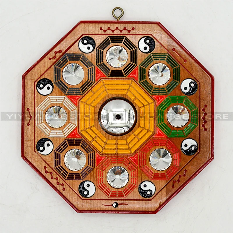 Chinese Fengshui Peach Bagua Mirror Wall Hanging The 8 Hexagrams Mirror Auspicious Peach Crafts Home Decoration Accessories