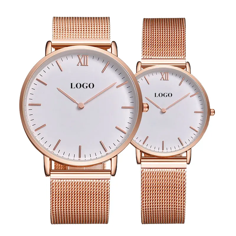 CL035 Custom Your Logo Classic Watches Women Rose Gold Stainless Steel Mesh Watch OEM Lady Wrist Watches