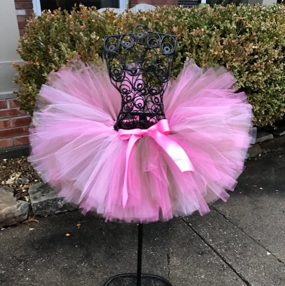 Lovely Baby Tulle Skirts Girls Handmade Ballet Pettiskirts with Pink Ribbon Bow Kids Birthday Party Costume Children Tutu Skirts