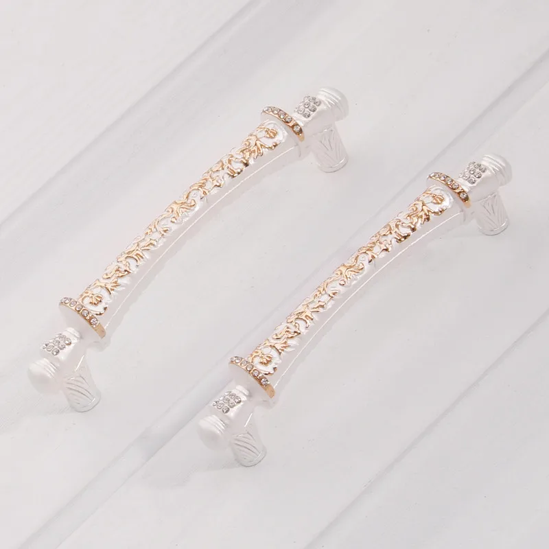 Free Shipping Diamond shoe case Drawer Handle European Ivory White Cabinet door Knob Modern Wardrobe Cupboard Dresser Pull 128mm