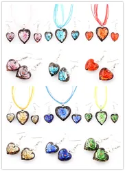 Wholesale 6Sets Murano Lampwork Glass Charm Heart Sets For Womens Jewelry Hot Style