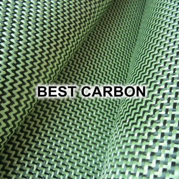 Hight quality Yellow Hybrid Carbon Fabric , Carbon-Aramid Fabric  ,Carbon-Kevlar Fabric, W weave pattern