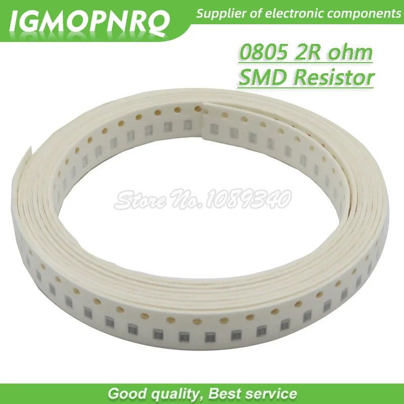 Resistencia de Chip de 2 Ohmios, 1/8W 2R ohmios 0805-2R, 300 Uds., 0805 SMD