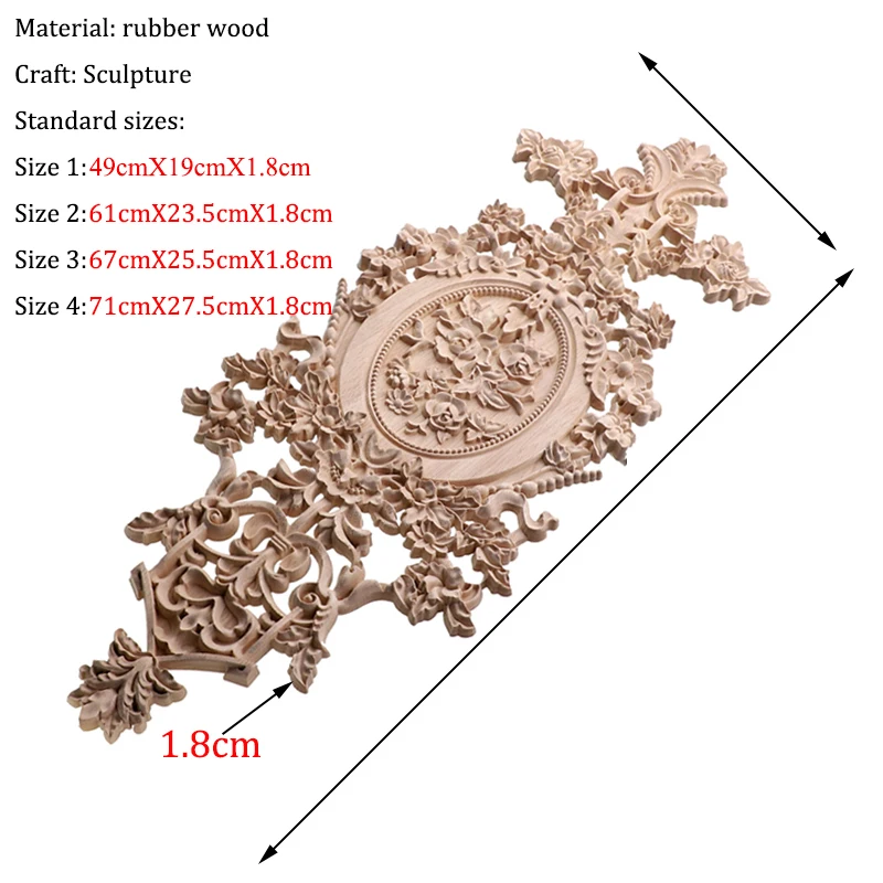 RUNBAZEF Vintage Home Decor Floral Carved Wood Corner Applique Wall Door Cabinet Furniture Decorative Figurines for Miniature