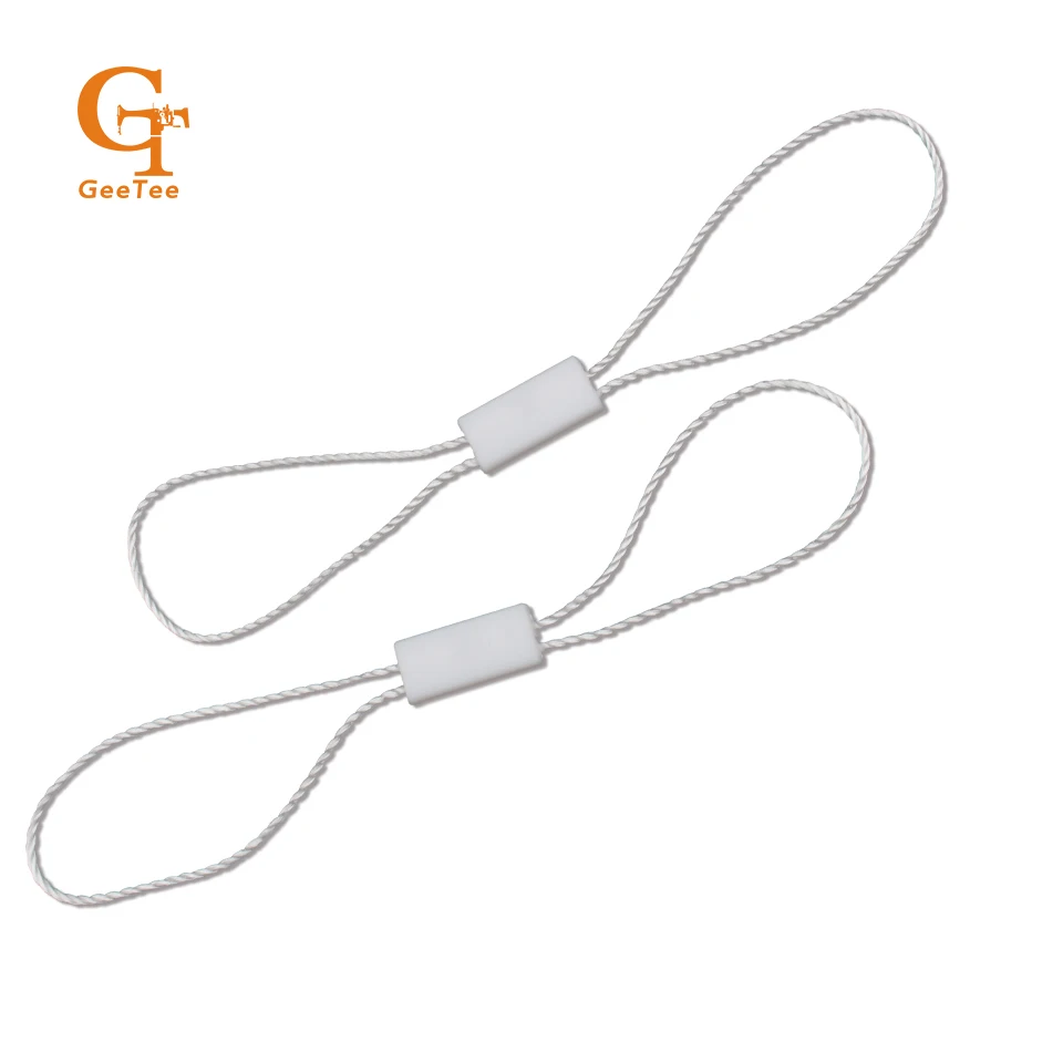 

white color Two head high quality hang tag string, swing tag sling , tie rope ,round or rectangular pin, one time use