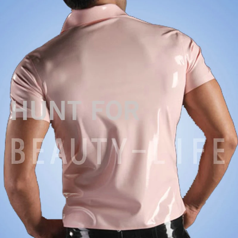 Latex T-Shirts For Men Tight Top Sexy  Short Sleeve Plus Size Customization Handmade Top