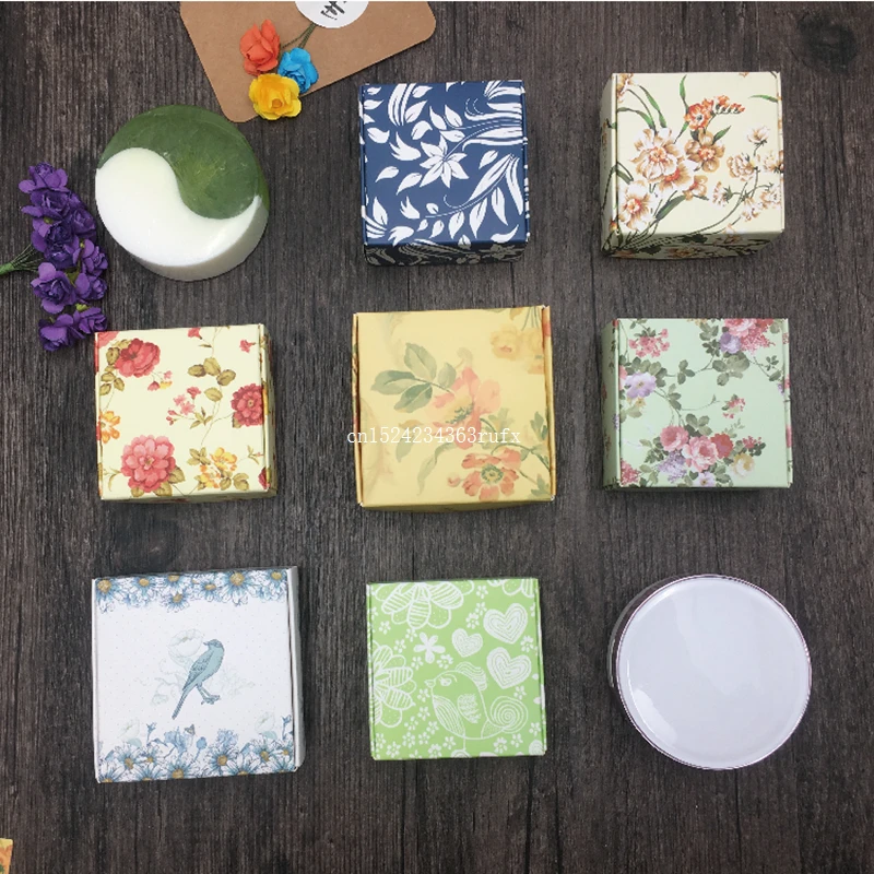 200pcs Flower Patterns Aircraft Box Handmade Soap Packaging Kraft Paper Boxes Multicolor Candy Gift Box