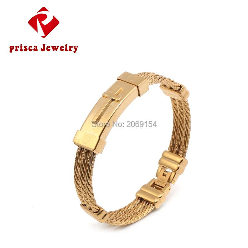 

PAPERPLUS |Stainless steel men cross bracelets gold hip hop jewelry 2025 personalized link chain